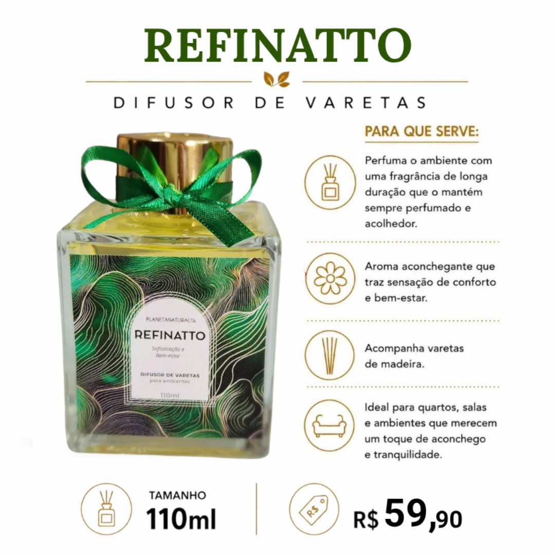 Aromatizador de Varetas REFINATTO 110ml (Para Ambientes)