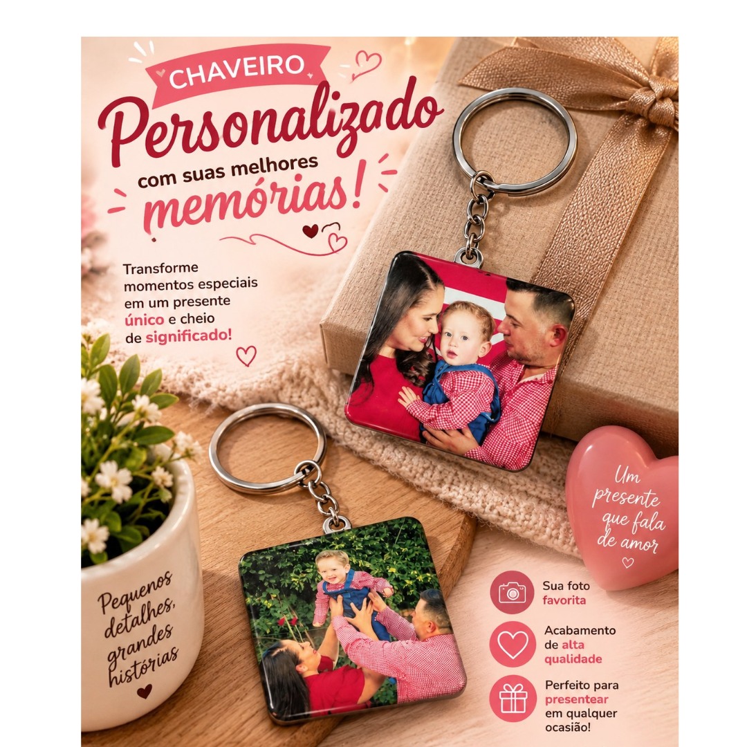 CHAVEIRO QUADRADO DUPLA FACE - MEDIDA 5CMX5CM