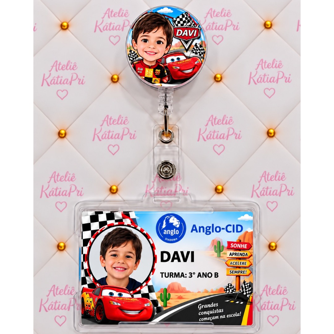 PORTA CRACHÁ COM ROLLER CLIP PERSONALIZADO - ALUNO