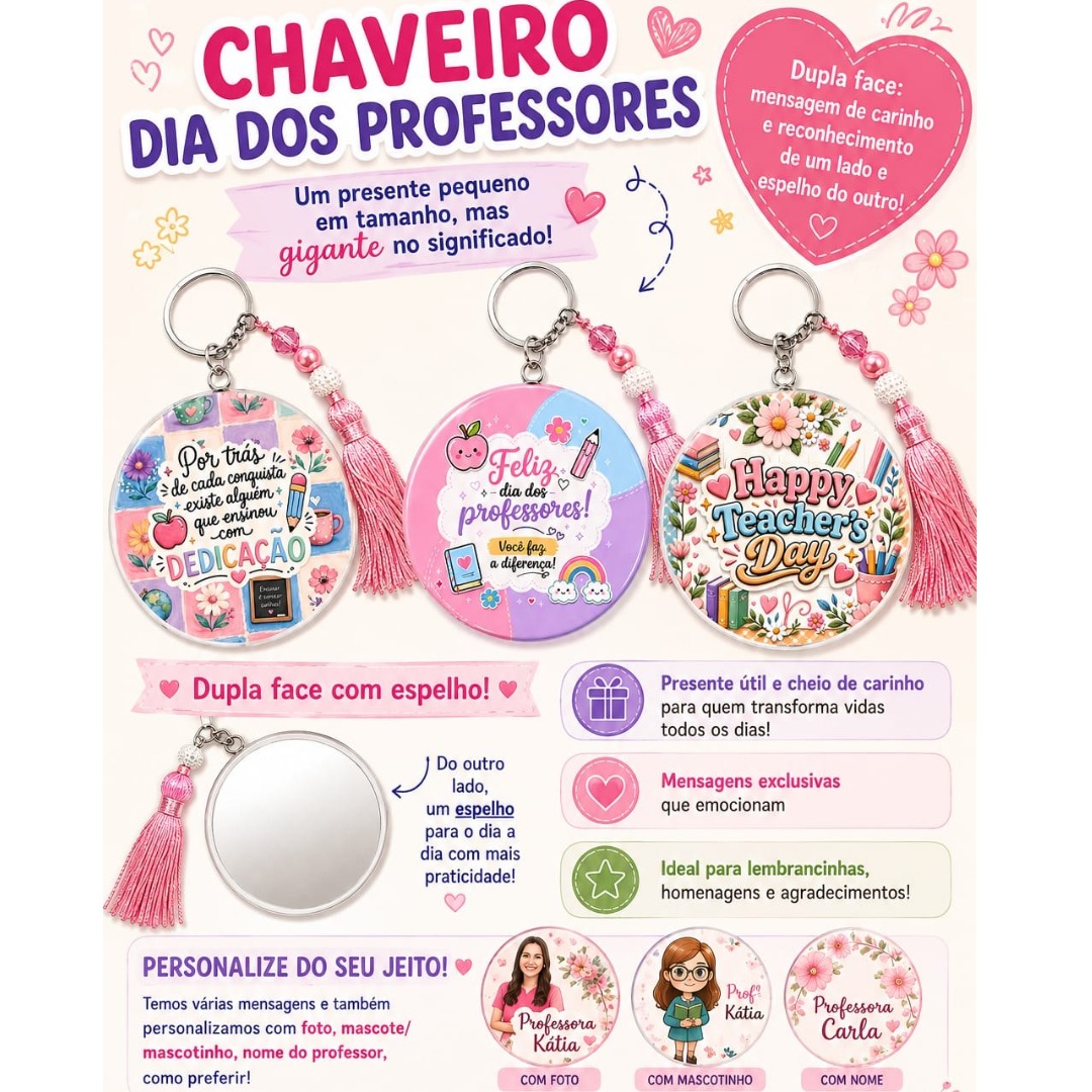 CHAVEIRO REDONDO DUPLA FACE - DIA DOS PROFESSORES