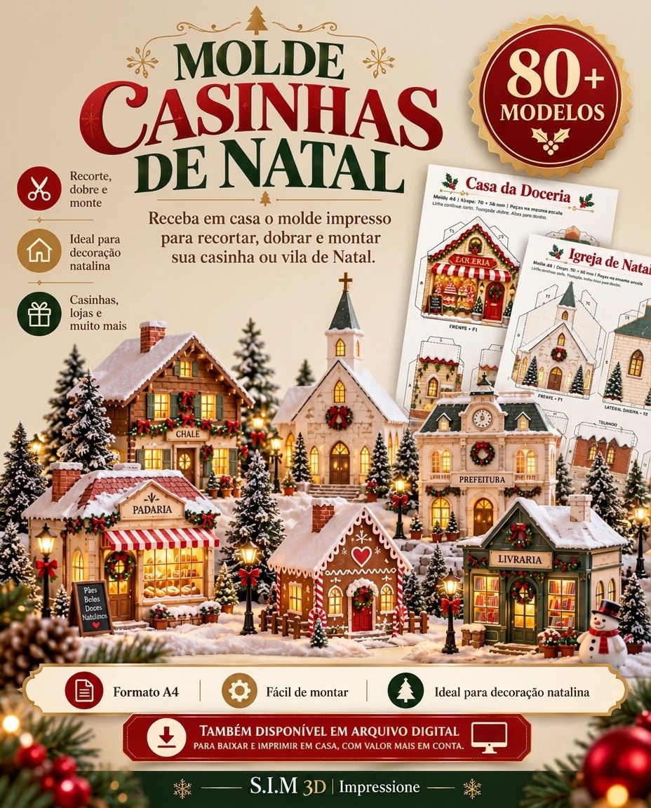 Molde Casinhas de Natal — Monte Sua Vila Natalina