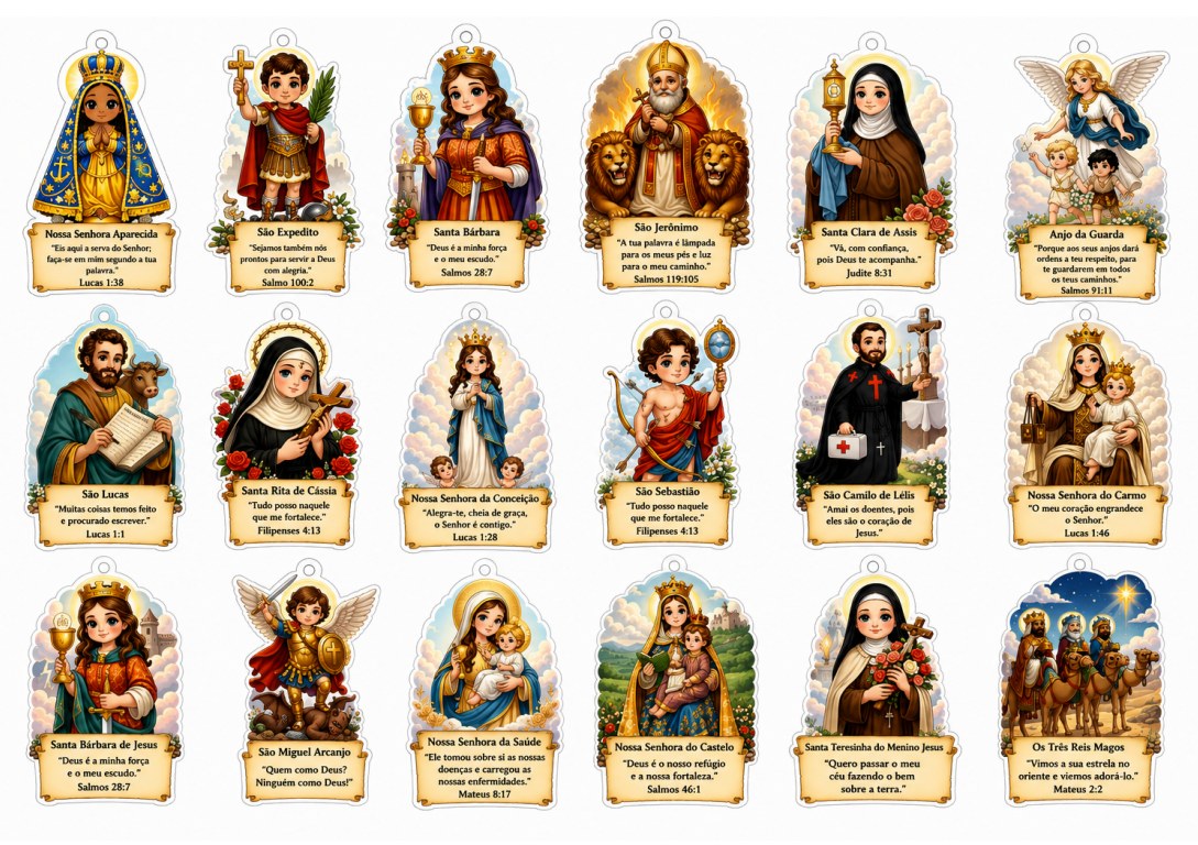 Chaveiros de Santos Católicos em MDF – Coleção Religiosa
