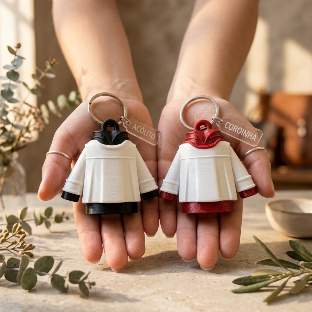 Chaveiros de Coroinha e Acólito em 3D – Personalizados